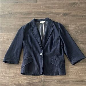 Women’s Coldwater Creek Dark Blue Denim 3/4 Sleeve Blazer, Size 10